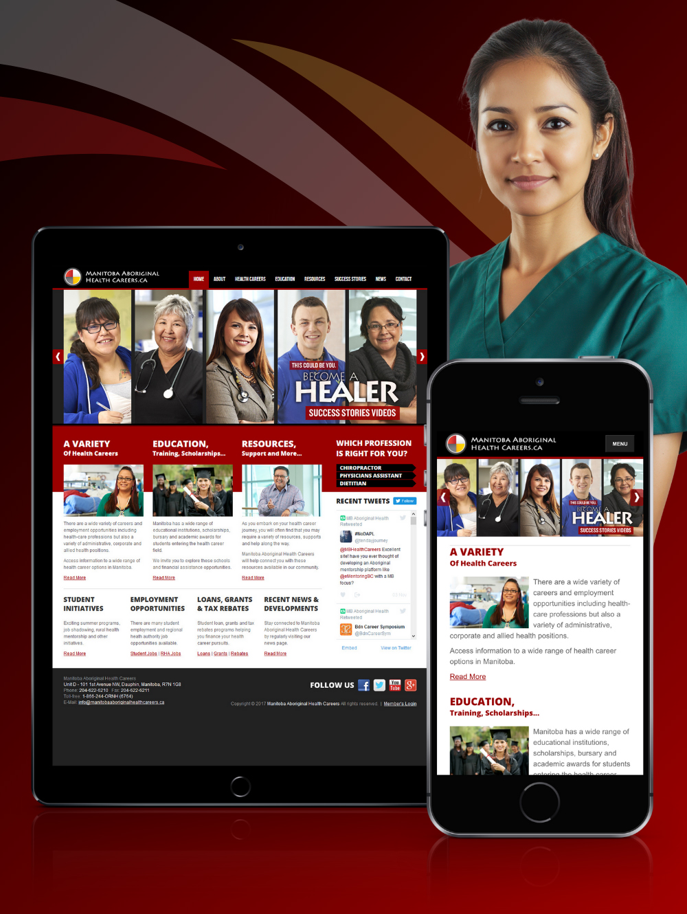 Manitoba Aboriginal Health Careers Indigenous website design